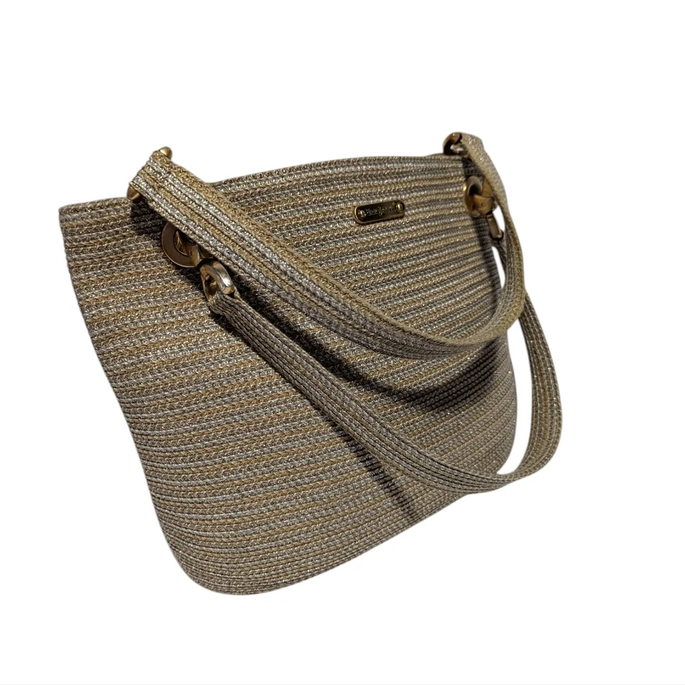 Eric Javits Metallic Silver & Straw Bag - Picture 8 of 16